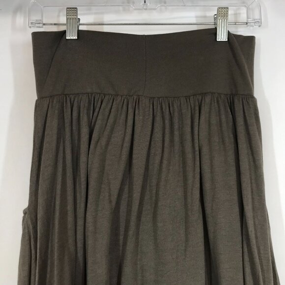 GARNETT HILL - WOMEN'S MEDIUM - OLIVE COTTON BLEND ELASTIC WAIST SKIRT W/POCKETS - Picture 5 of 8
